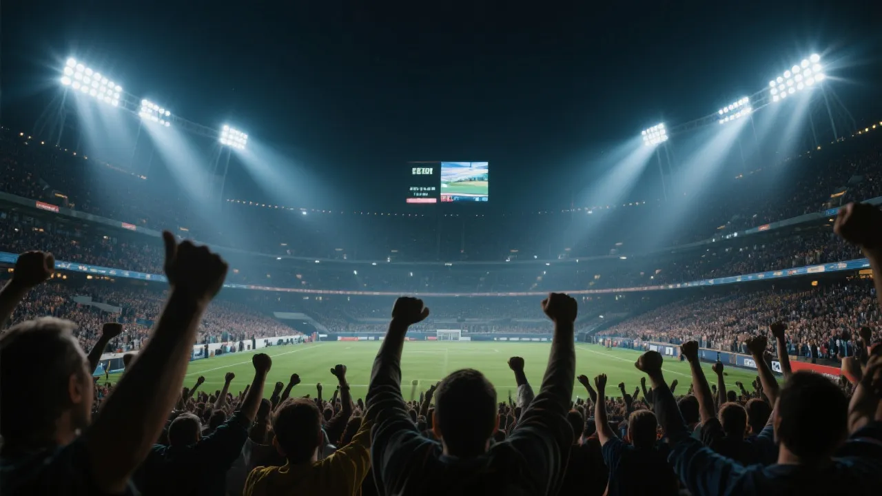 赛场灯光与观众欢呼